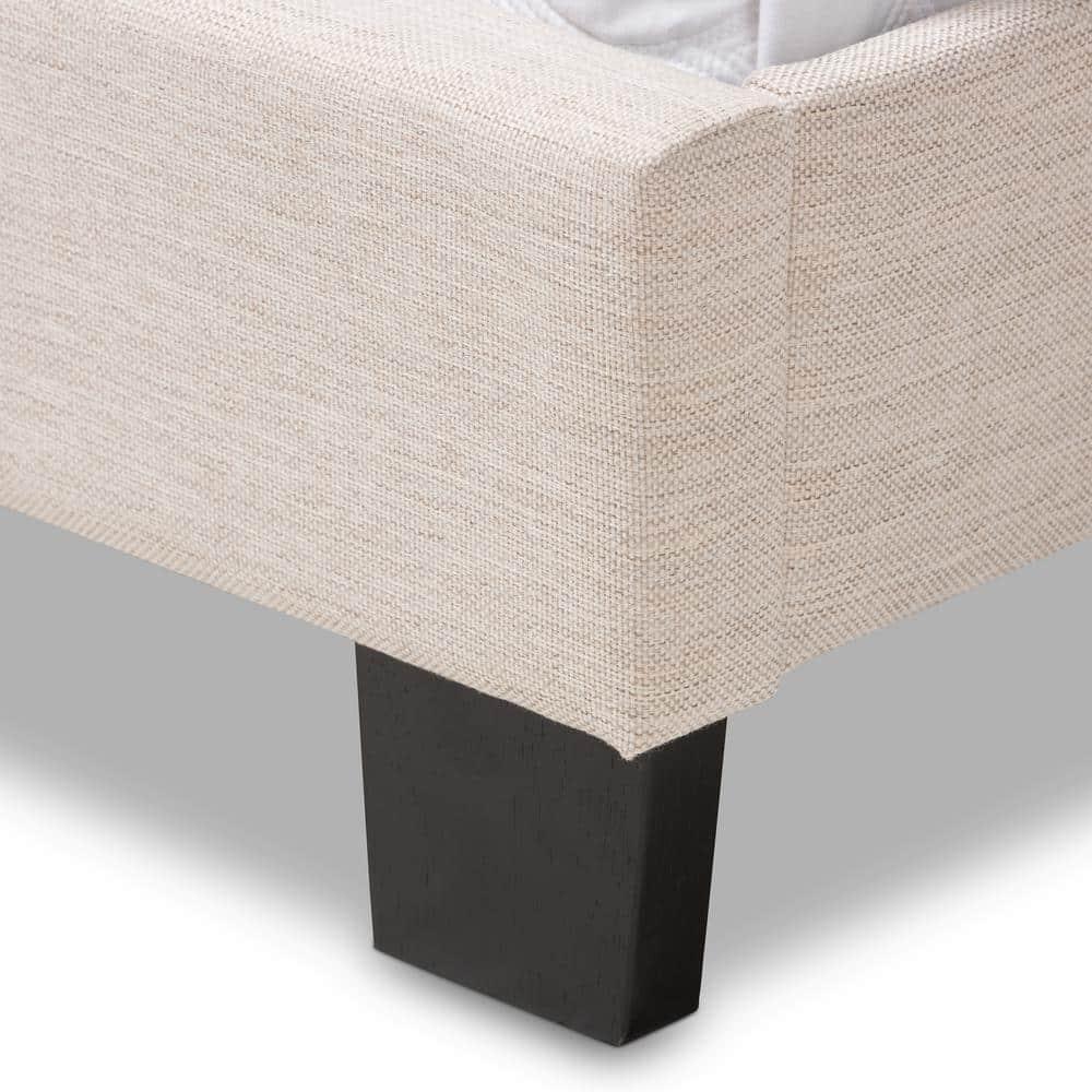 Queen Cassandra Modern and Contemporary Fabric Upholstered Bed Light Beige - Baxton Studio: Elegant Rubberwood & MDF Frame, Polyester Fill