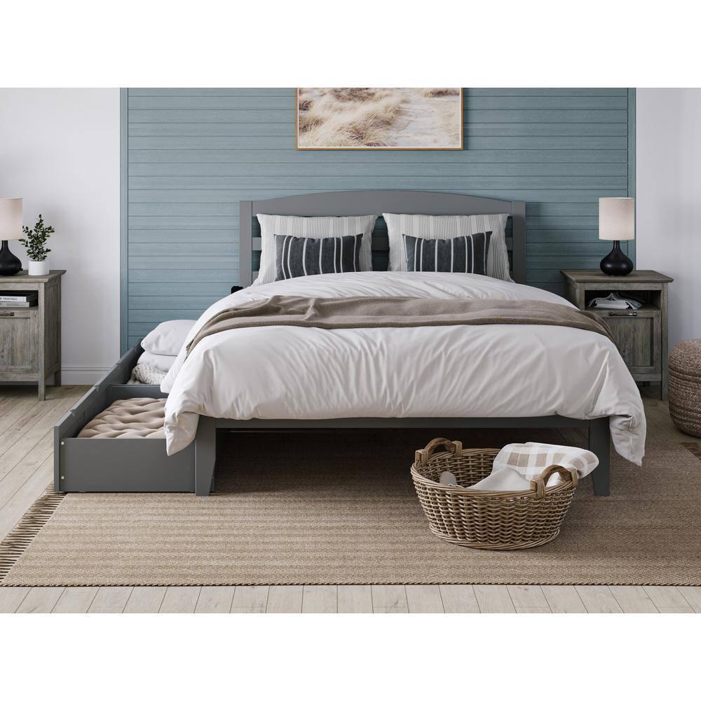 Warren Queen Bed with 2 Drawers in Grey