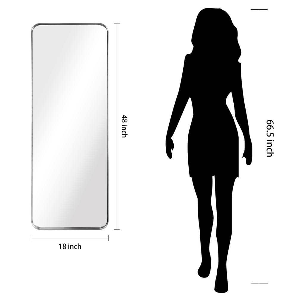 Empire Art Direct Ultra Brushed Silver Stainless Steel Frame Rectangle Wall Mirror, 18" x 48" x 2", Ready to Hang