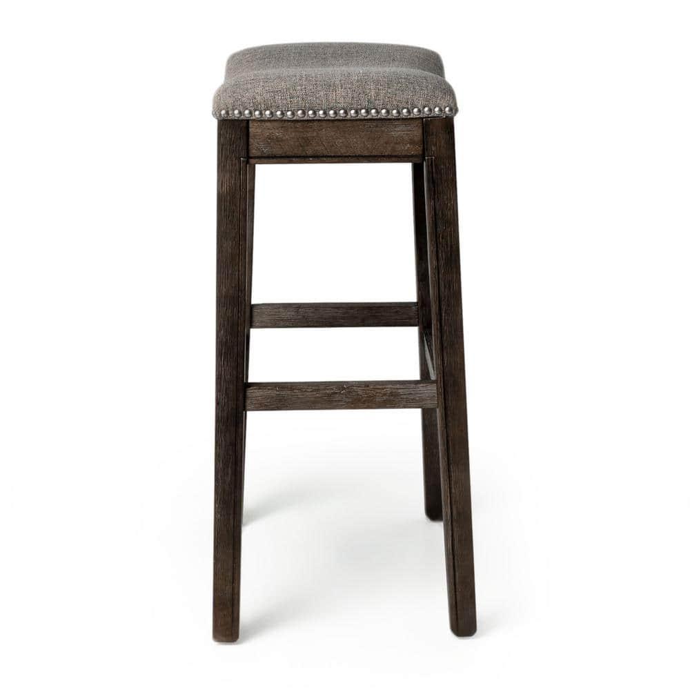 Maven Lane Maven Lane Adrien Backless Saddle Kitchen Stool with Fabric Upholstery