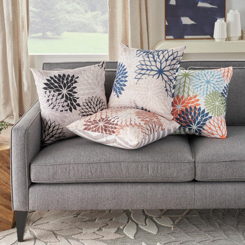 Mina Victory ALH05-020020 Floral Reversible Throw Pillow