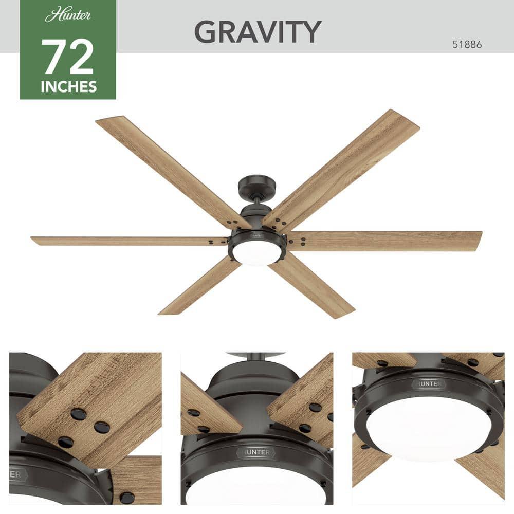Gravity 6 - Blade Ceiling Fan with LED Light Kit and Handheld Remote and Wifi Smart Fan