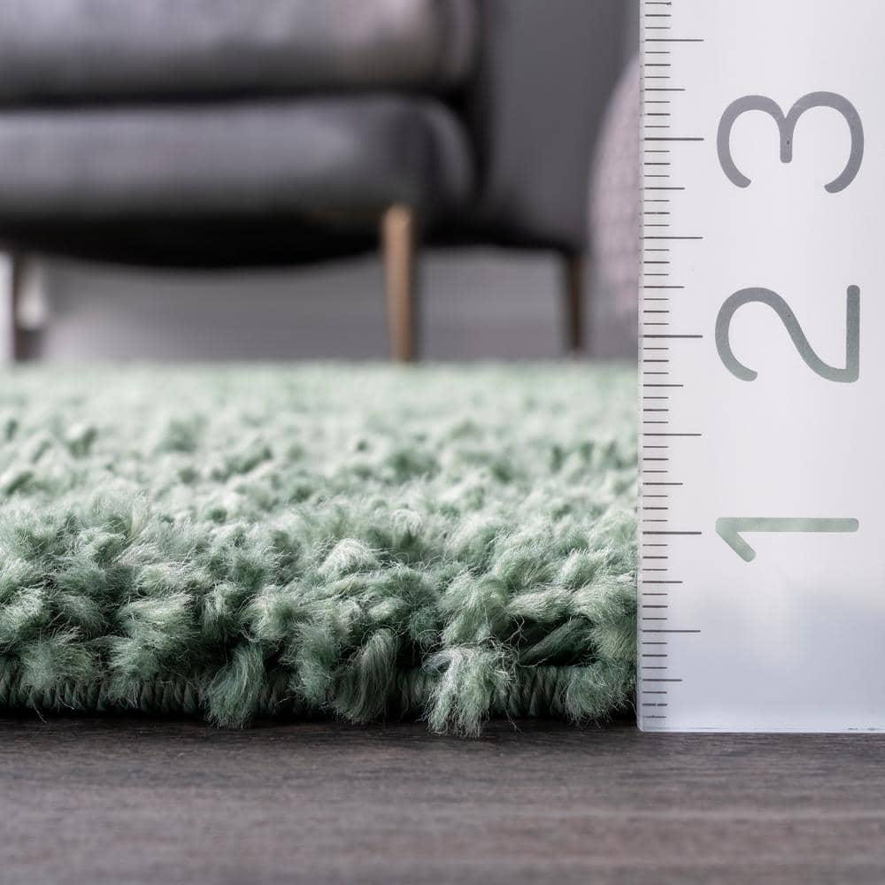 Nuloom Kara Solid 6 Round Shag Indoor Area Rug for Living Room Bedroom Dining Room Nursery, Green