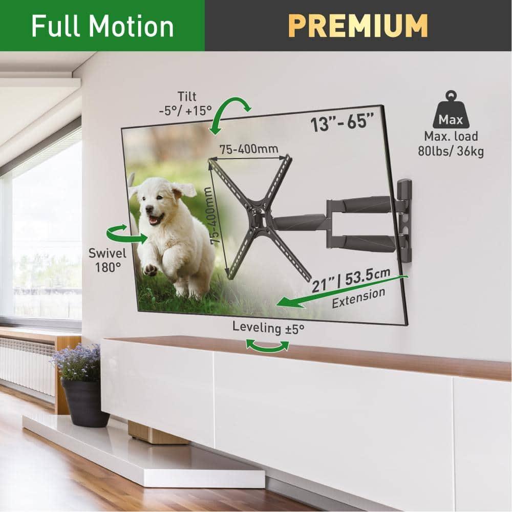 Barkan 13" - 65" Long TV Wall Mount. Full Motion - Extension, Swivel & Tilt