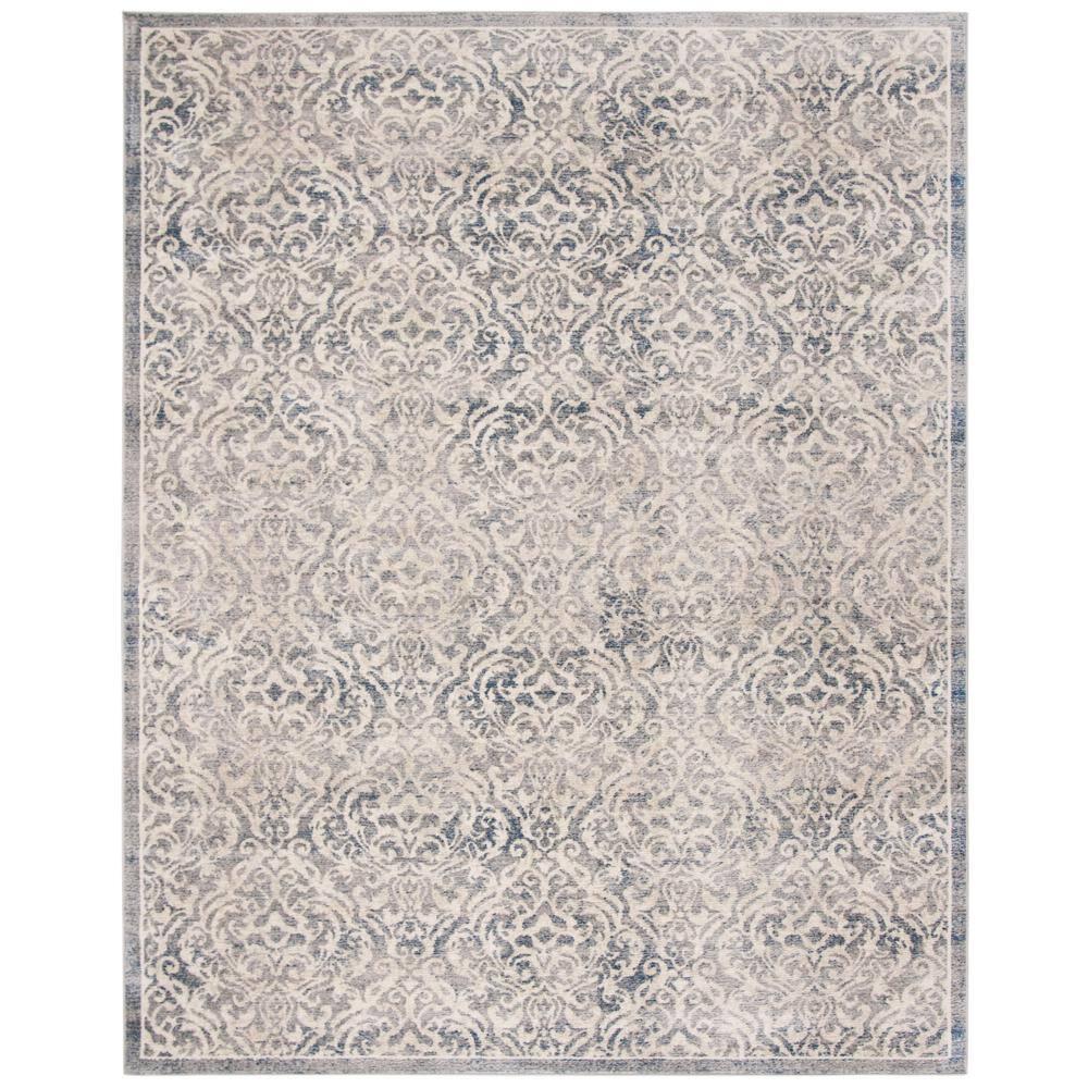 SAFAVIEH Brentwood Eliza Damask Area Rug, Light Grey/Blue, 9' x 12'