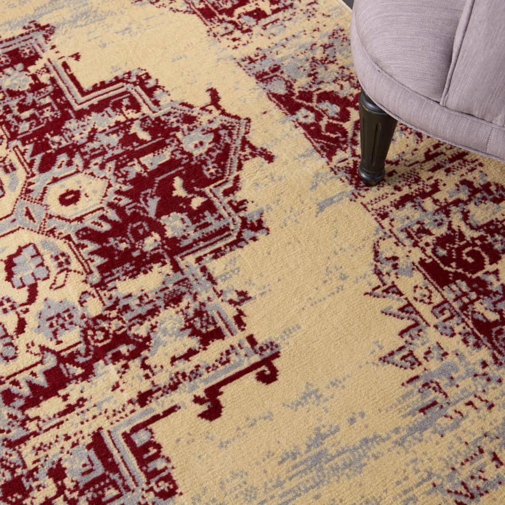 Nourison Grafix Persian Cream/Red 5'3" x 7'3" Area Rug, (5x7)