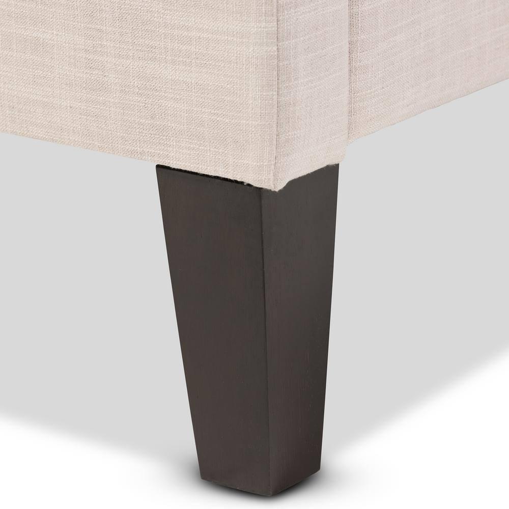 Baxton Studio Full Lancashire Modern and Contemporary Linen Fabric Upholstered Bed Frame with Tapered Legs Beige: Rubberwood & MDF Construction