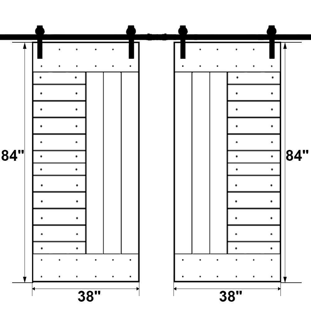 Calhome 84'' Solid Wood Paneled Painted with Installation Hardware Kit Barn Door