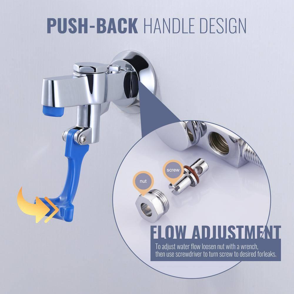 ARCORA Brass Commercial Wall Mounted Pot Filler Faucet, Push-Back Water Bottle Filling Station Female Inlet AR42033C-F