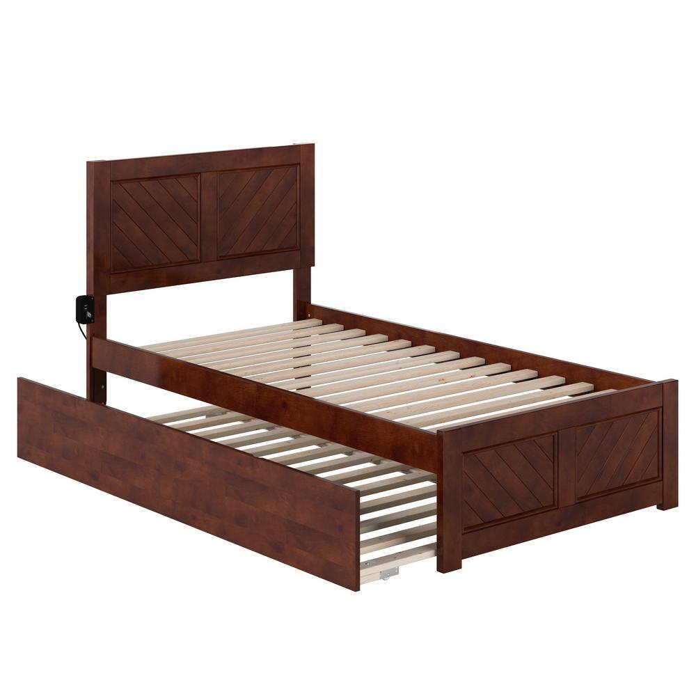 AFI Canyon Walnut Solid Wood Platform Bed with Matching Footboard & Twin Trundle, Twin