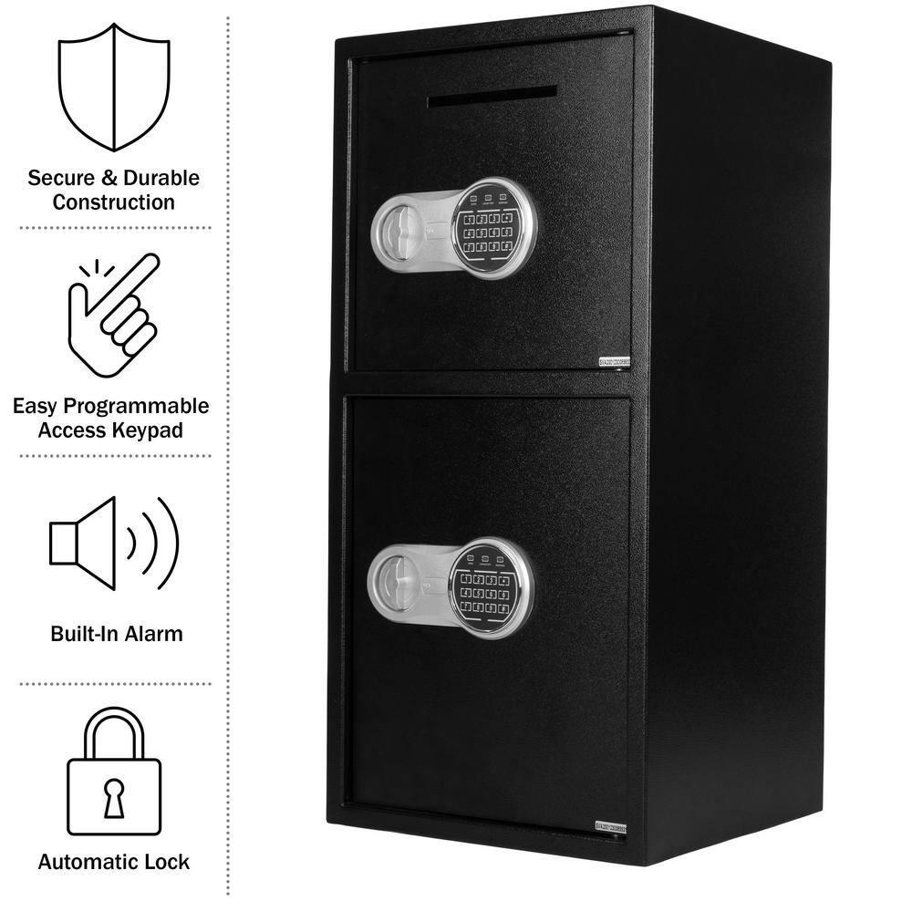 Black Steel Dual Compartment Electronic Safe Deposit Box