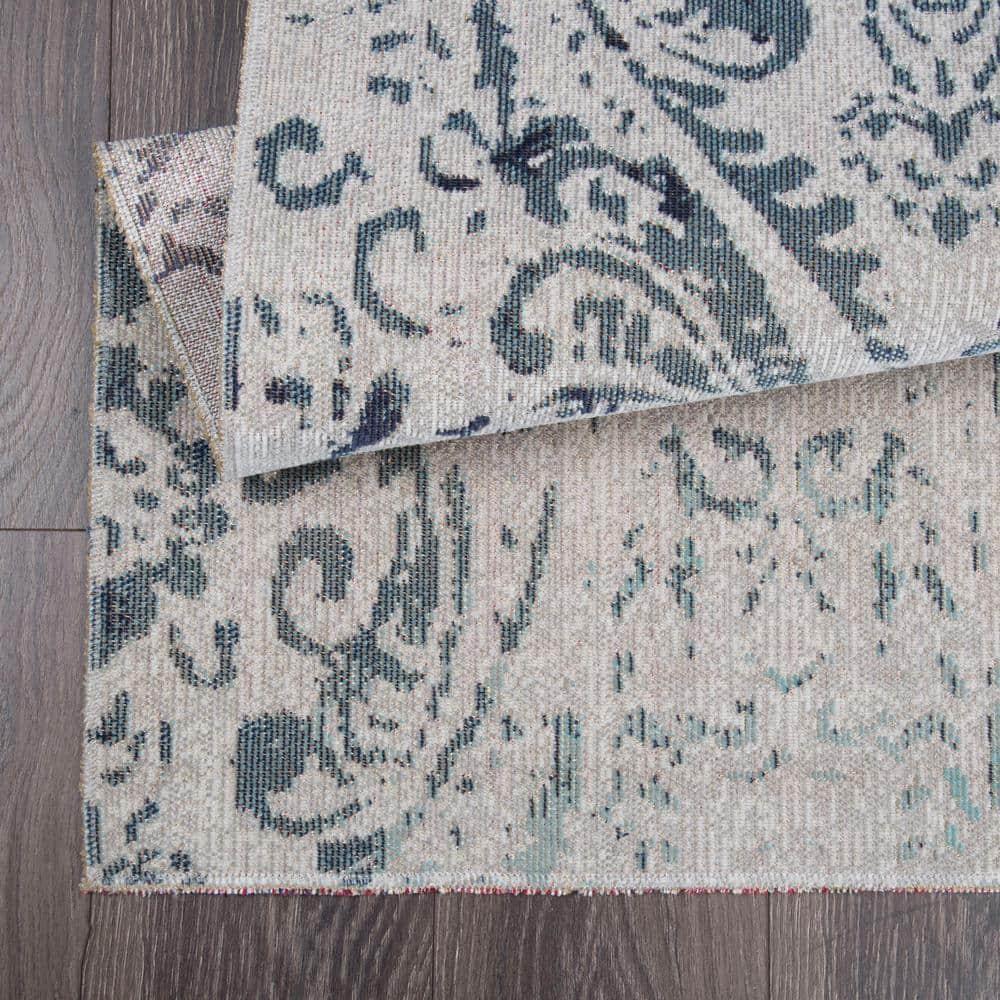 Nicole Miller New York Patio Sofia Juniper Paisley Indoor/Outdoor Area Rug, Ivory/Blue