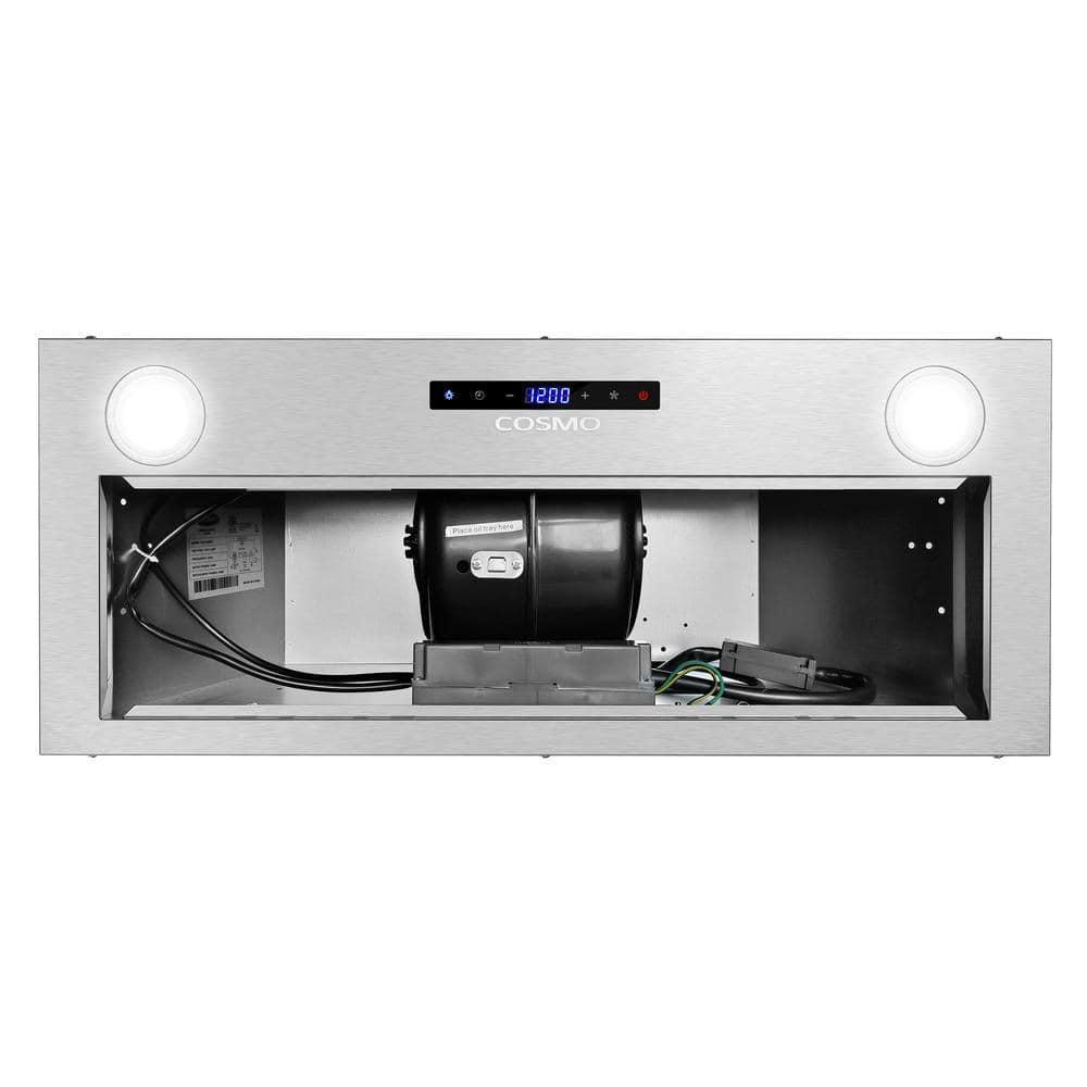 Cosmo 30 in. Lumin Collection Ducted Insert Range Hood, Touch Controls, LED Lights, Permanent Filters, Stainless Steel