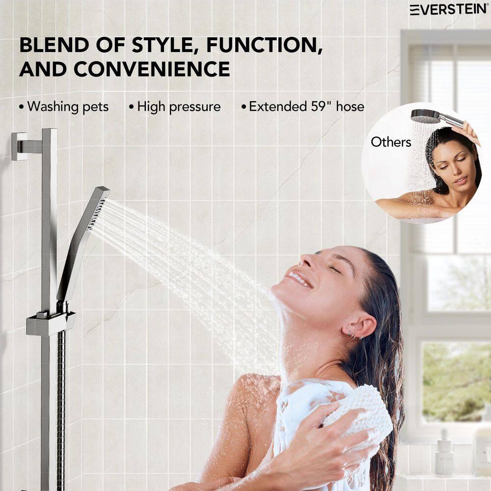 Dual-Function Wall Mounted Waterfall & Rainfall Shower Faucet Set With Rough-In Valve