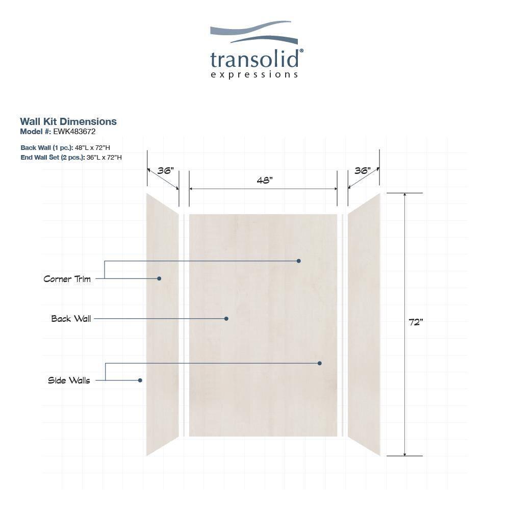 Expressions 48'' W 36'' D 72'' H Glue Up Solid Surface Wall