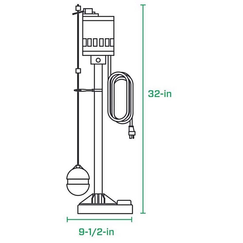 Zoeller 4009949 0.5 HP 3900 GPH Cast Iron Vertical Float Switch AC Bottom Suction Pedestal Sump Pump