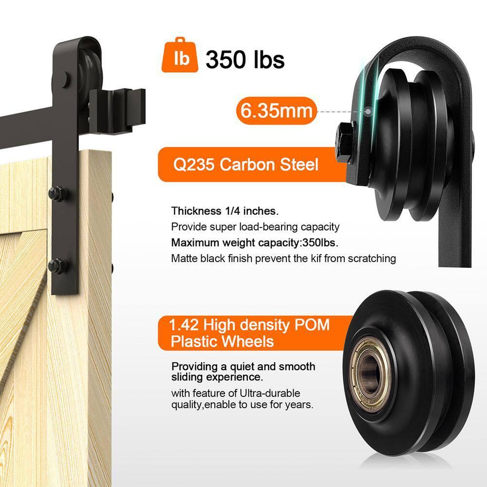 108-Inch Matte Black Sliding Barn Door Hardware Kit