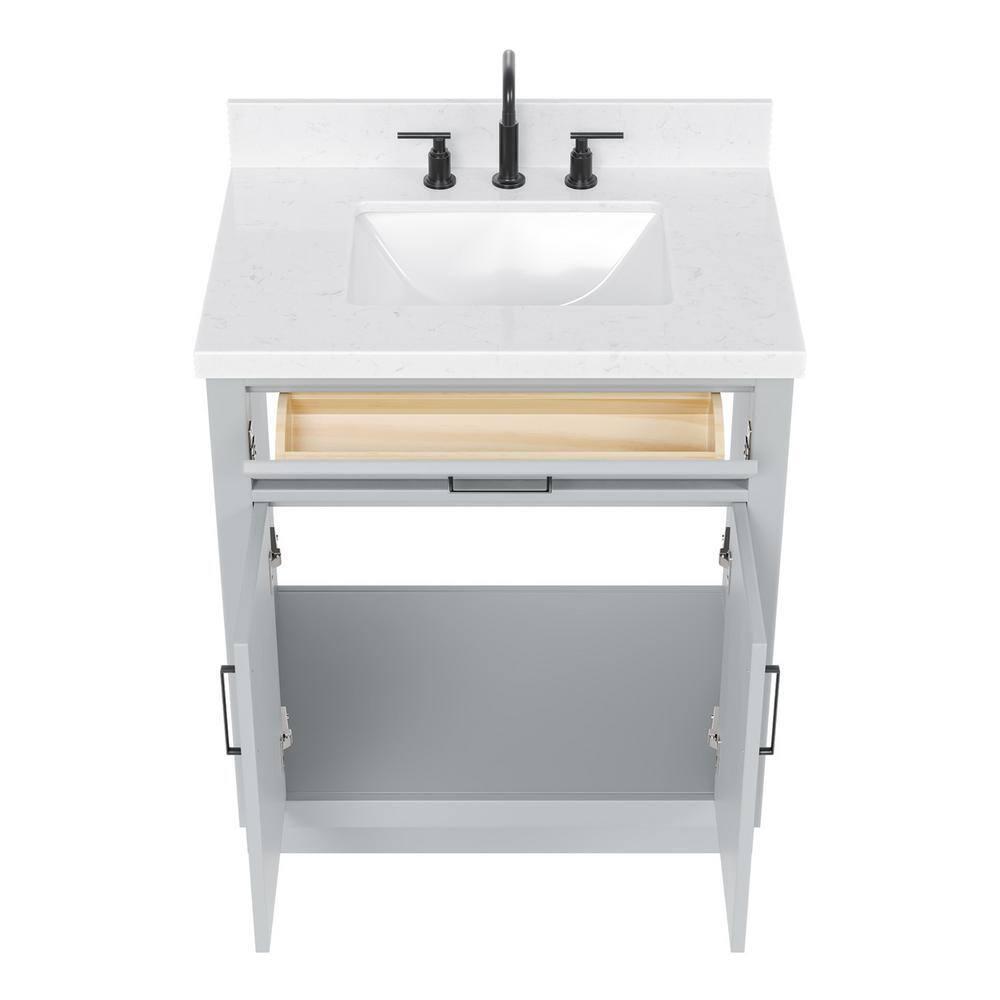 Tidworth 30.25'' Single Bathroom Vanity with Carrara Quartz Top