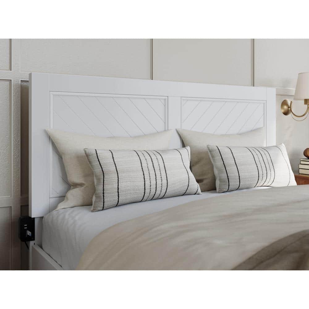 AFI Canyon White Solid Wood Platform Bed with Matching Footboard & Storage Drawers, Full