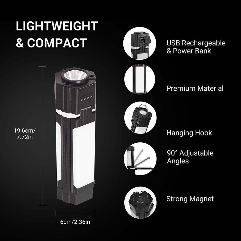 Black and White Collapsible LED Camping Lantern with USB Charger