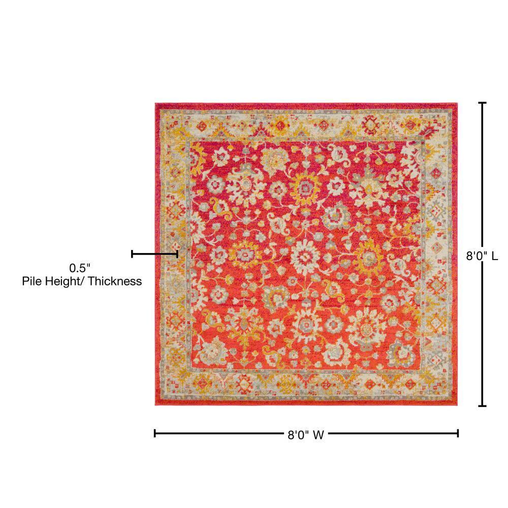 Kalf Floral Rust Red Area Rug