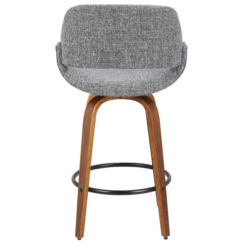 Set of 2 Fabrico Mid-Century Modern Counter Height Barstools: Walnut Legs, Polyester Upholstery - LumiSource