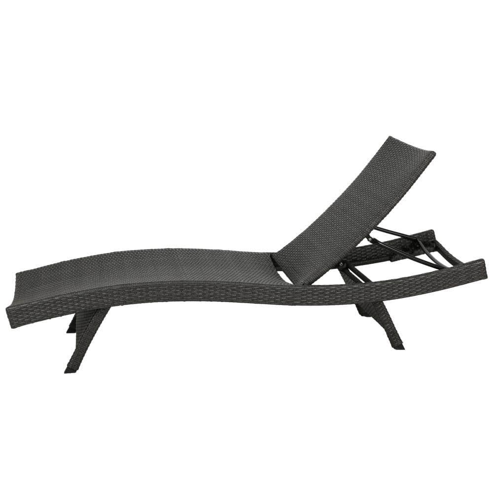 Noble House Salem Outdoor Gray Wicker Chaise Lounge Chair