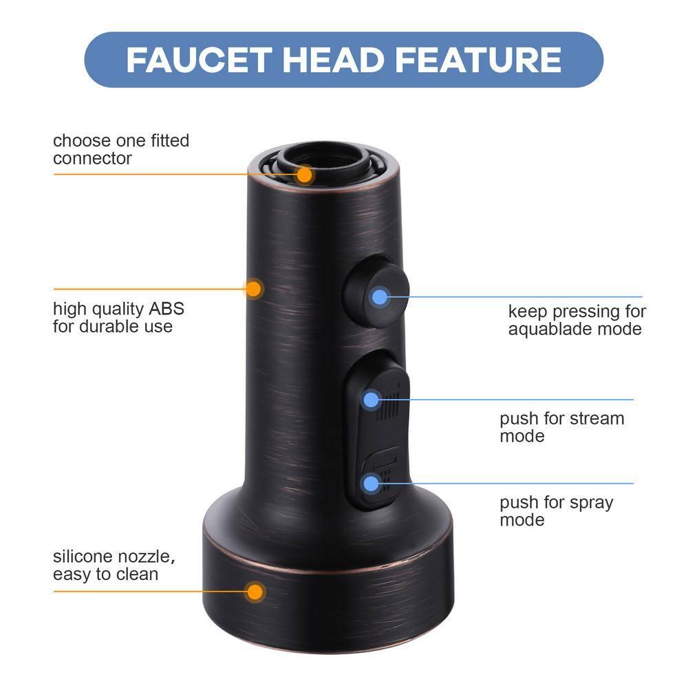 3 Function Kitchen Faucets Head Replacement with 9-Adapters in Oil Rubbed Bronze
