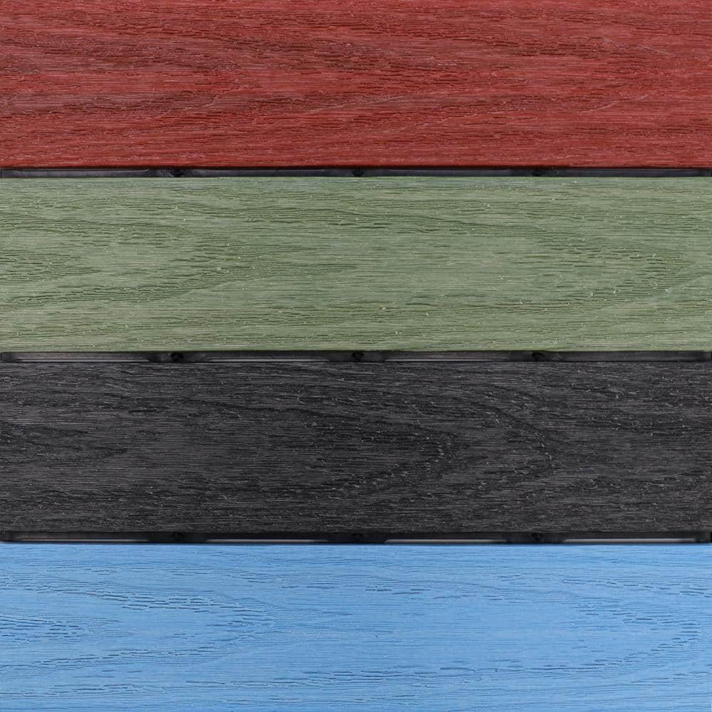 NewTechWood – UltraShield Naturale Deck Tiles for Outdoor Flooring, Weather-Resistant Patio Flooring, Set of 10 1x1-foot Interlocking Deck Tiles, Outdoor Patio Tiles, Rainbow