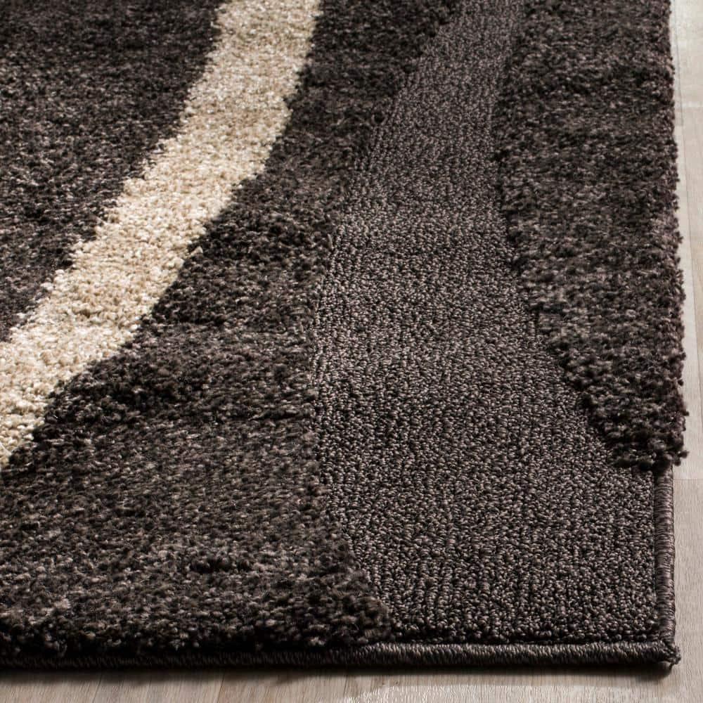 Florida Shag SG451 Power Loomed Indoor Area Rug - Dark Brown/Beige - 6'x9' - Safavieh