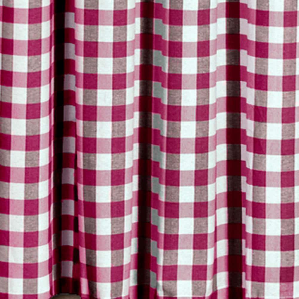 Buffalo Check Plaid Gingham Tie-Up Window Single Curtain, 42" x 63", Burgundy