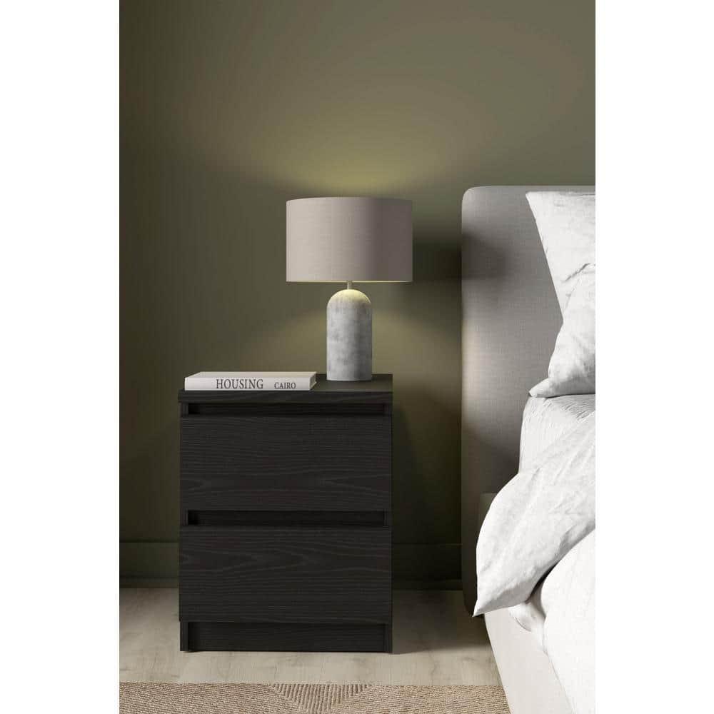 Scottsdale Black Woodgrain 2-Drawer Nightstand