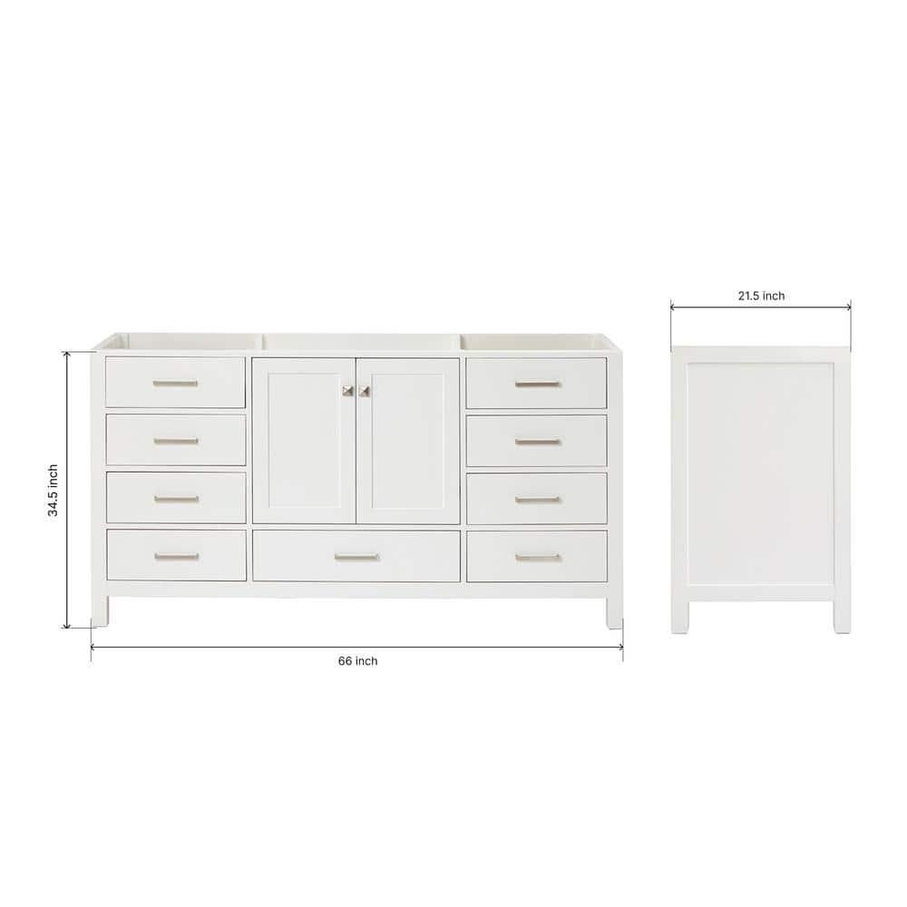 Ariel A067s-Bc Cambridge 66" Single Free Standing Vanity Cabinet Only - White