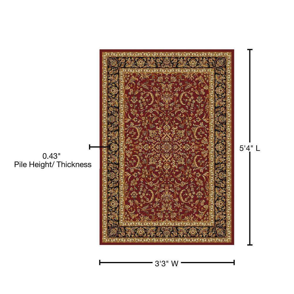Noble Burgundy 3 ft. x 5 ft. Traditional Floral Oriental Area Rug