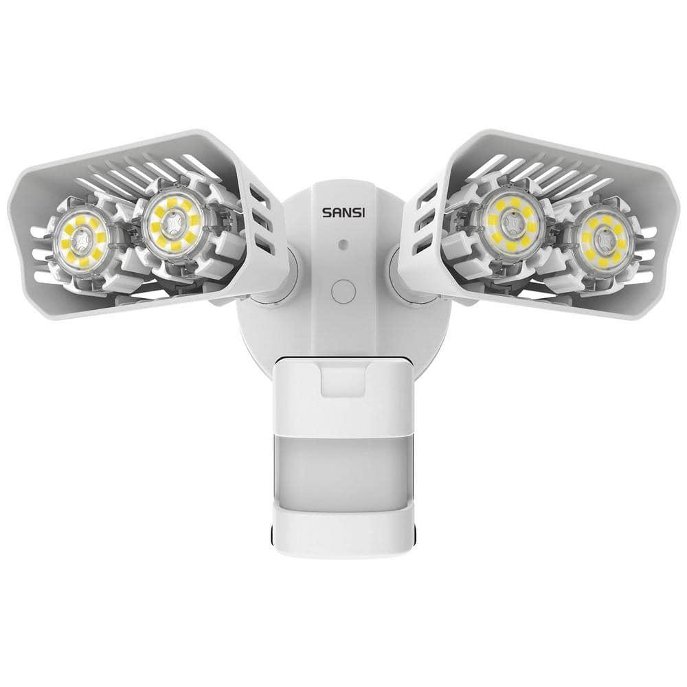 SANSI LED Security Lights, 18W (150Watt Incandescent Equiv.) Motion Sensor Lights, 1800lm 5000K Daylight Waterproof Outdoor Floodlights with Adjustable Dual-Head, White