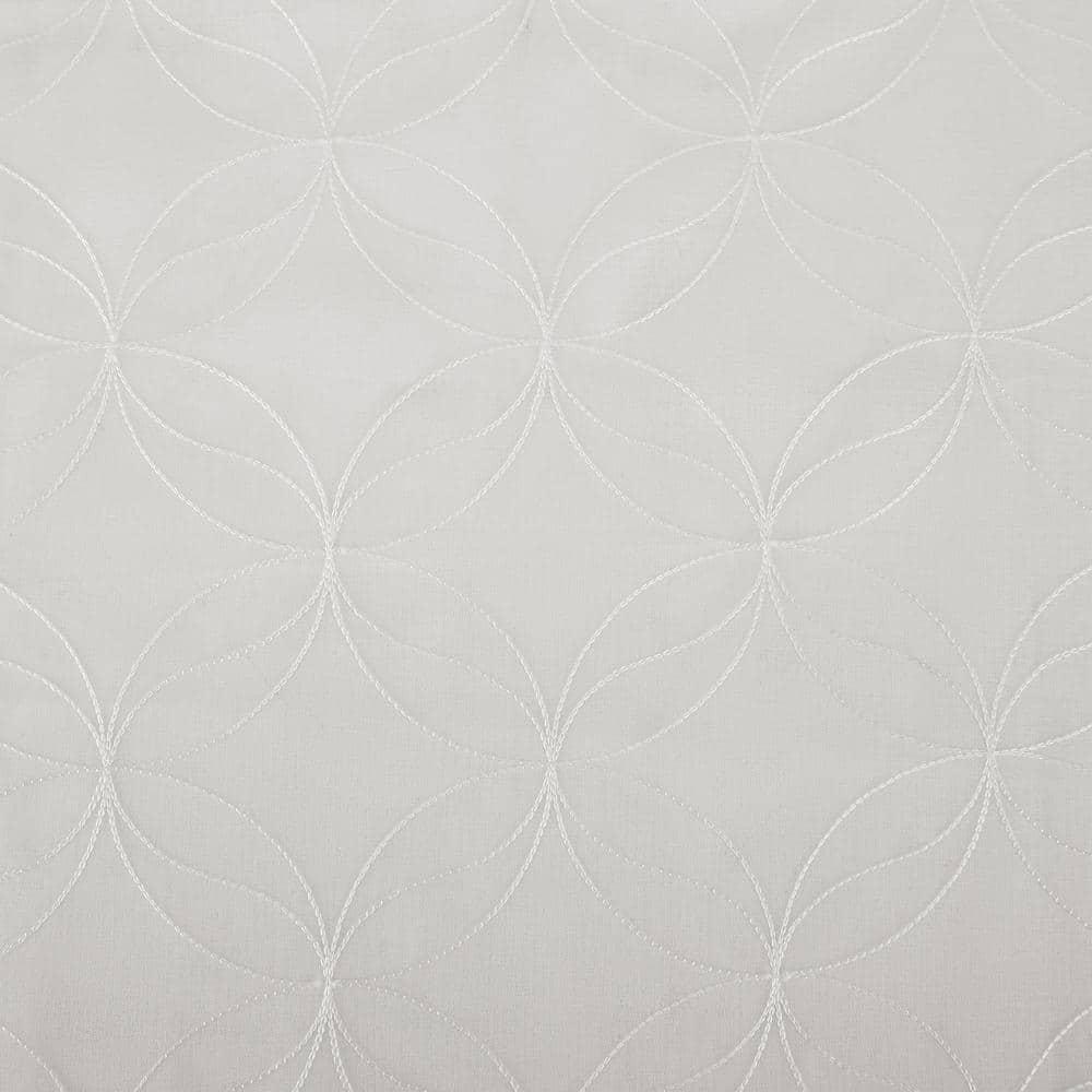 63"x50" Tamaryn Embroidered Trellis Sheer Rod Pocket Curtain Panel Ivory - No. 918: Modern Off-White Polyester Drapery