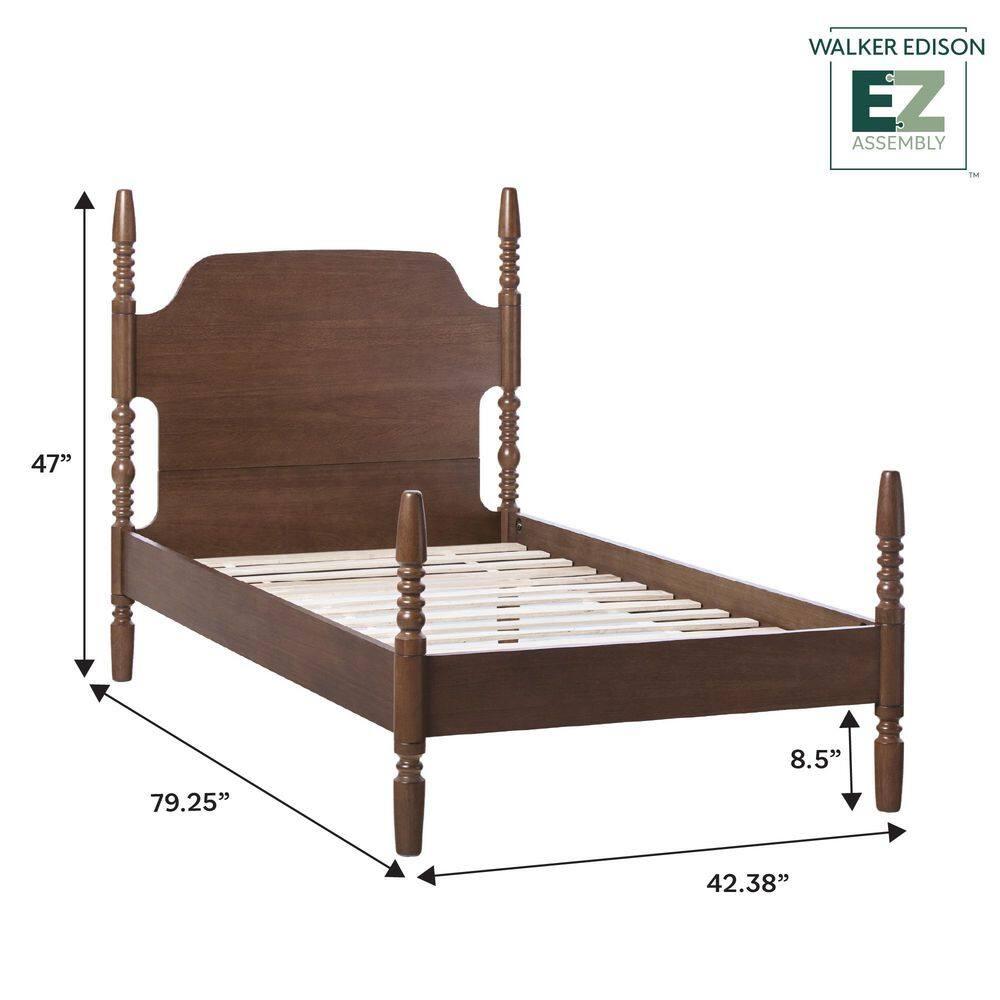 Vivienne Traditional Easy Assembly Solid Wood Twin Spindle Bed