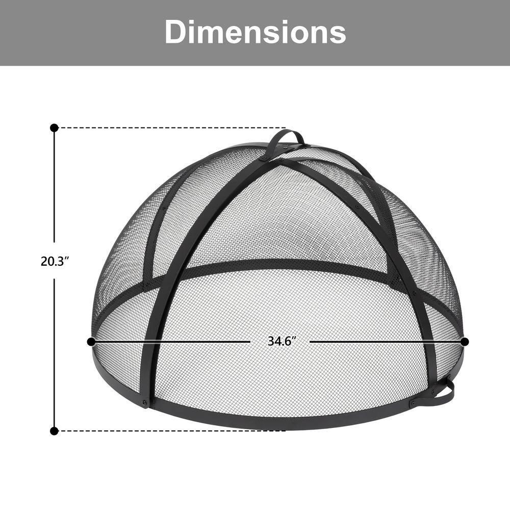 SUNCREAT Heavy-Duty Fire Pit Screen, Steel Mesh Round Spark Screen with Handle, 36 inch
