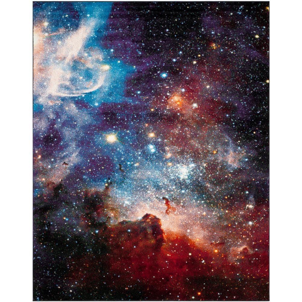 SAFAVIEH Galaxy Kalden Astronomy Area Rug, Purple/Multi, 9' x 12'