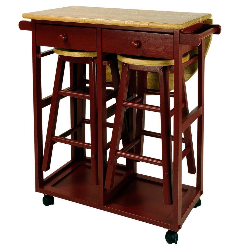 Casual Home Breakfast Cart with Drop-Leaf Table