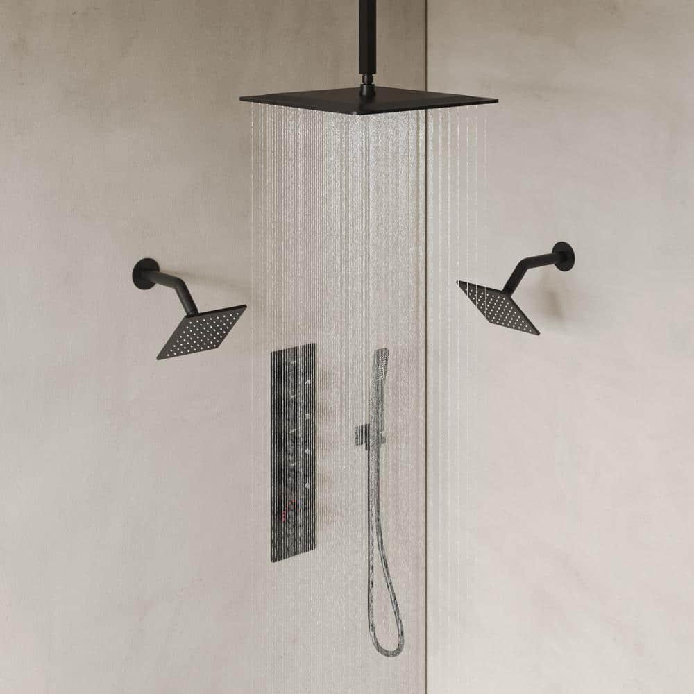 15-Spray Patterns 16" & 6" Triple Shower Heads, Shower FaucetSystem with Thermostatic Rough-in Valve