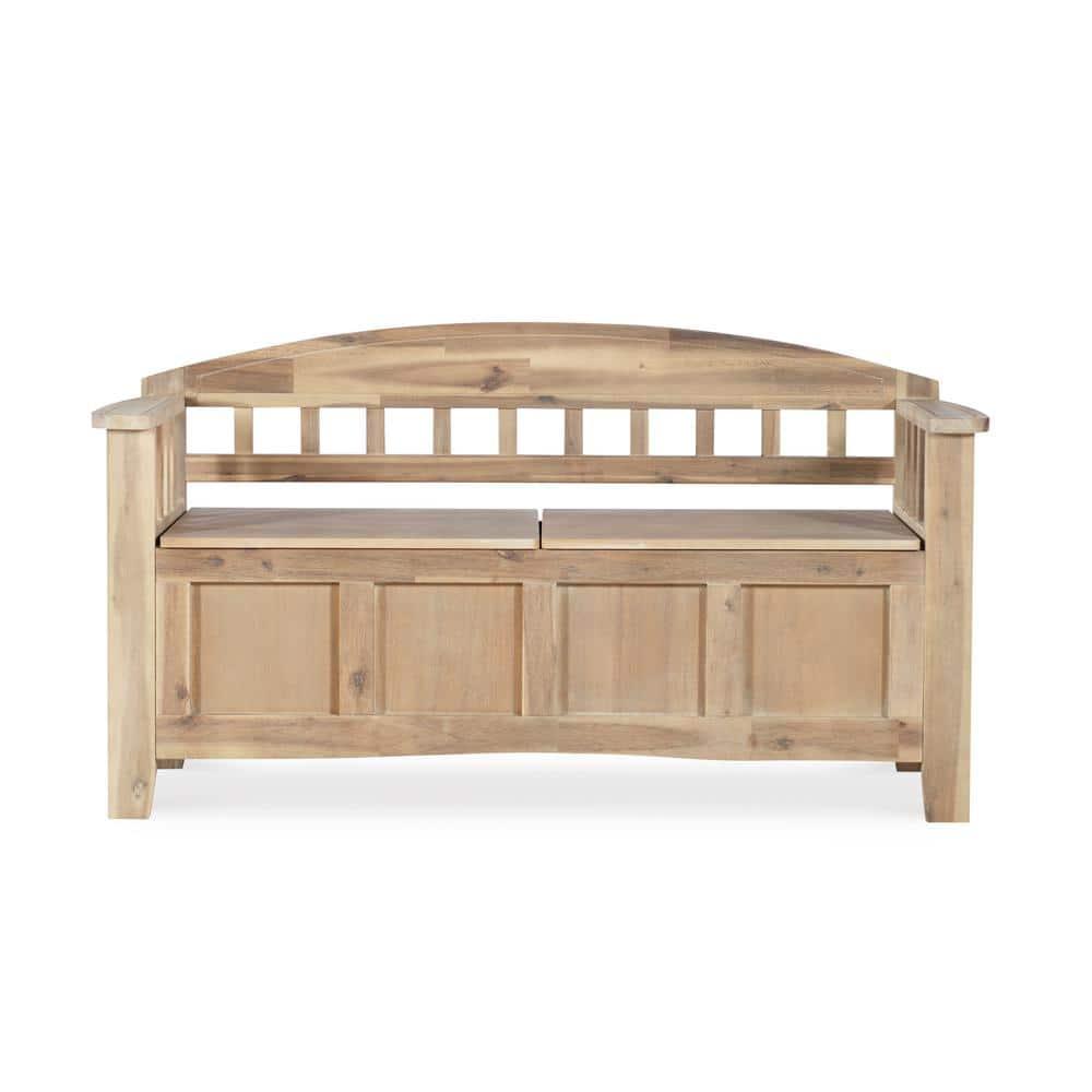 Iris Acacia Storage Bench with Natural Washed Finish