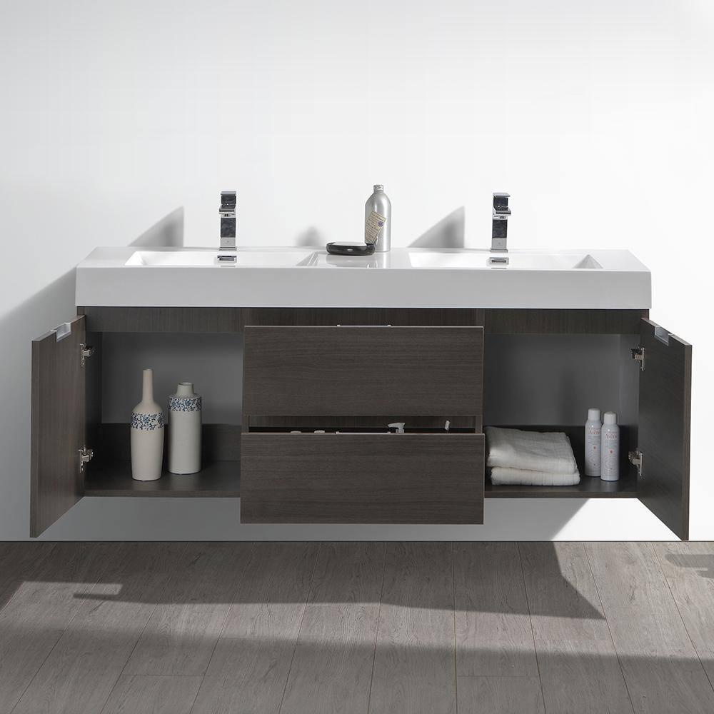 Fresca Valencia 60" Wall Mount Double Sink Bathroom Vanity with Top and Sinks (Faucets Not Included)