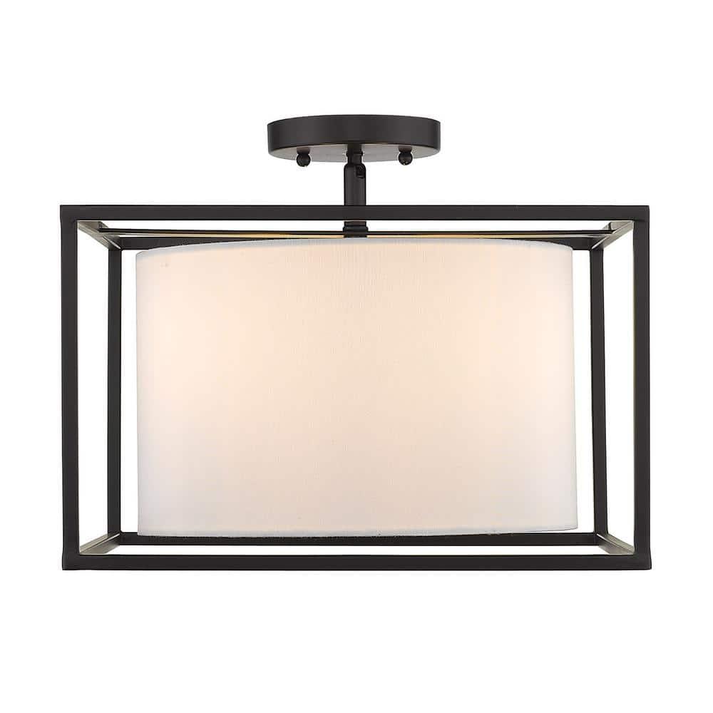 Golden Lighting Manhattan 3-Light Semi-flush in Matte Black with Modern White