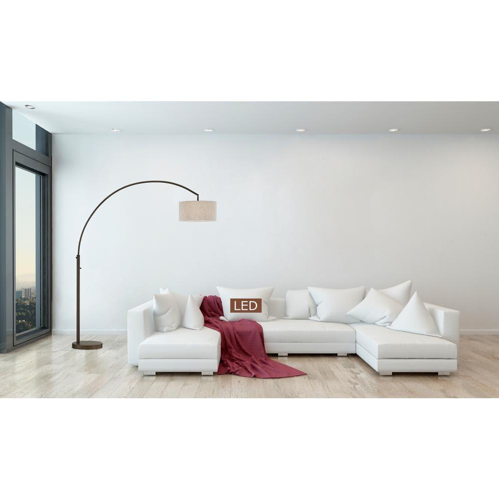 Elena 80 in. Antique Bronze LED Arch Floor Lamp with Dimmer