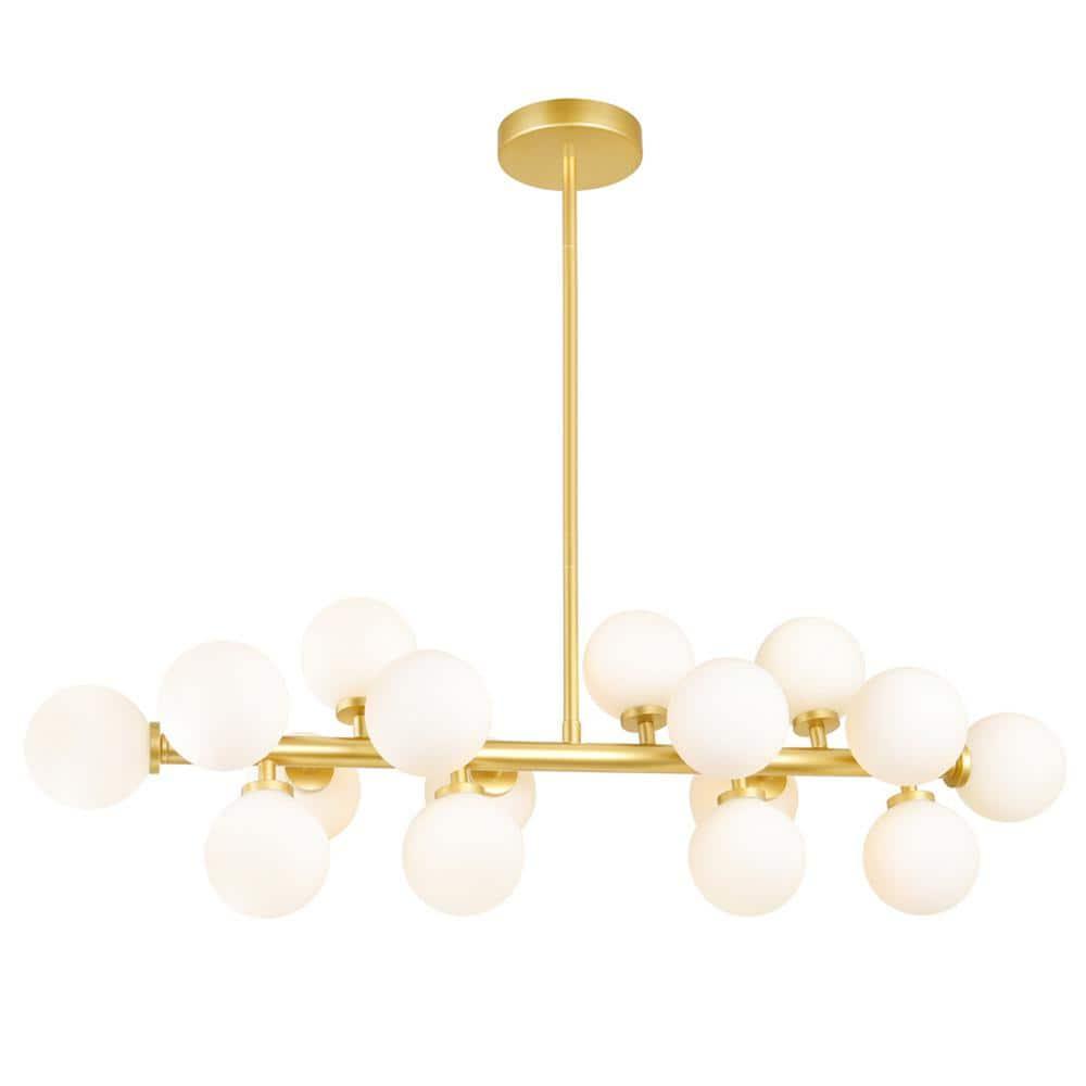 CWI Lighting Arya 16 Light Contemporary Metal Chandelier in Satin Gold