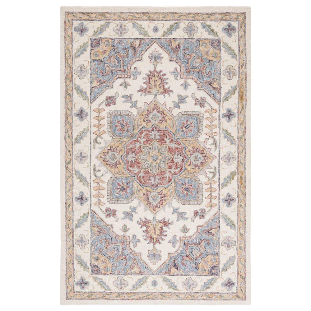 Metro MET352 Hand Tufted Indoor Area Rug - Ivory/Rust - 5'x8' - Safavieh