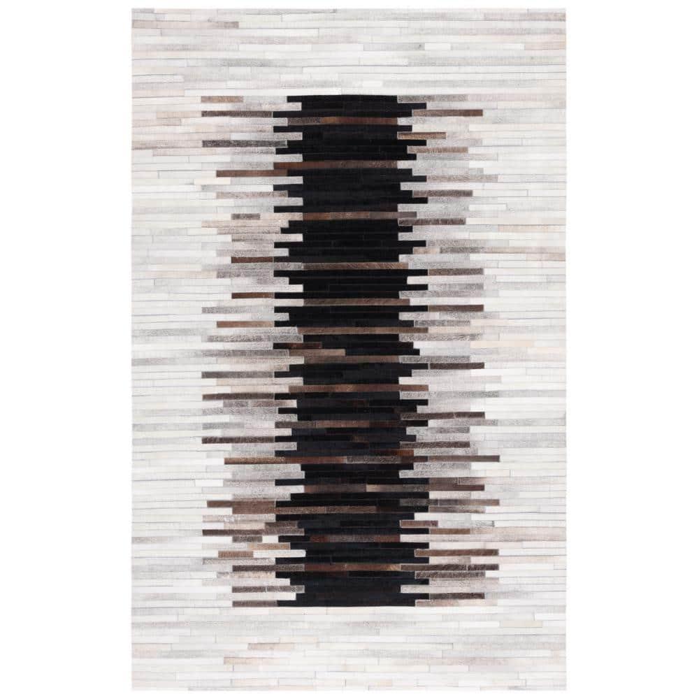 SAFAVIEH Studio Leather Collection Runner Rug - 7' Runner, Grey & Brown, Modern Design, Ideal for High Traffic Areas in Hallway, Bathroom & Kitchen (STL818F-27)
