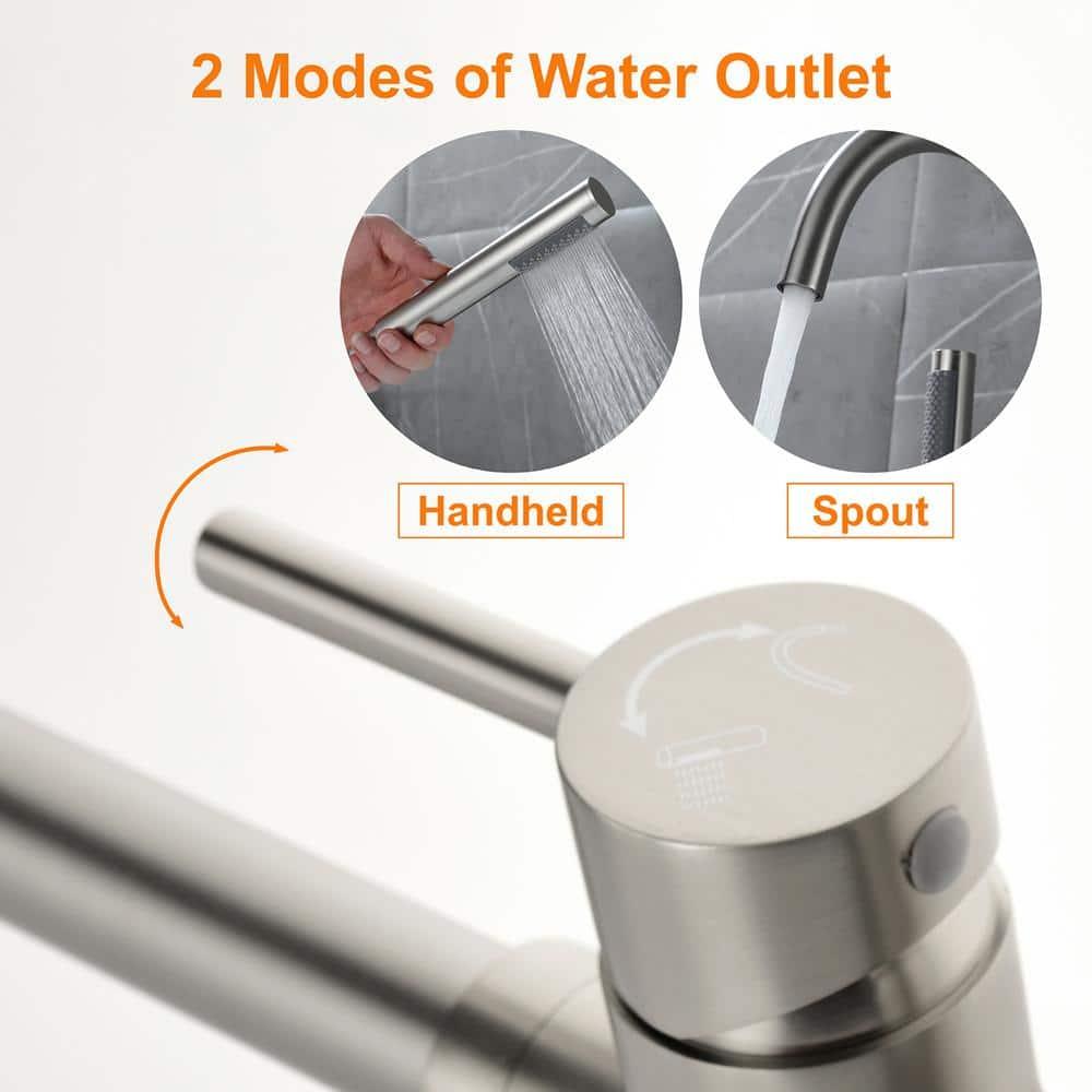 Double Handle Floor Mounted Freestanding Tub Filler With Handshower