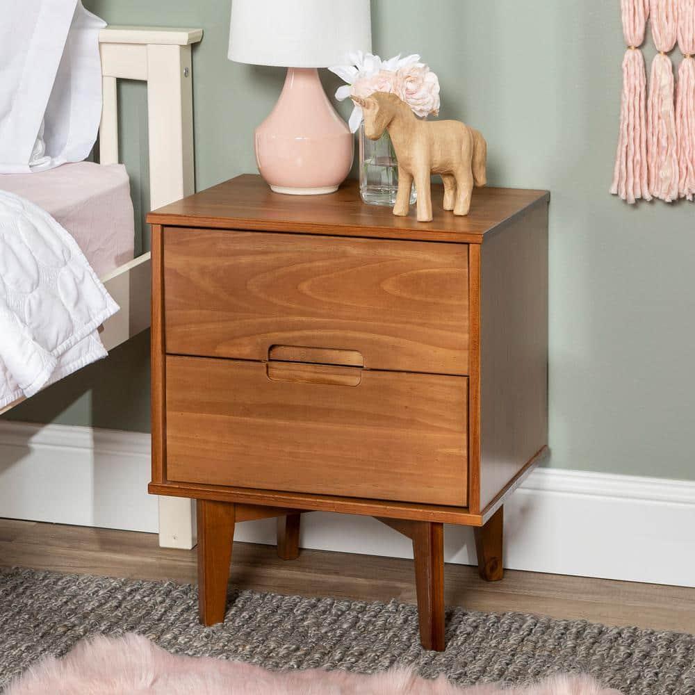 Mags Solid Wood Groove 2-Drawer Nightstand